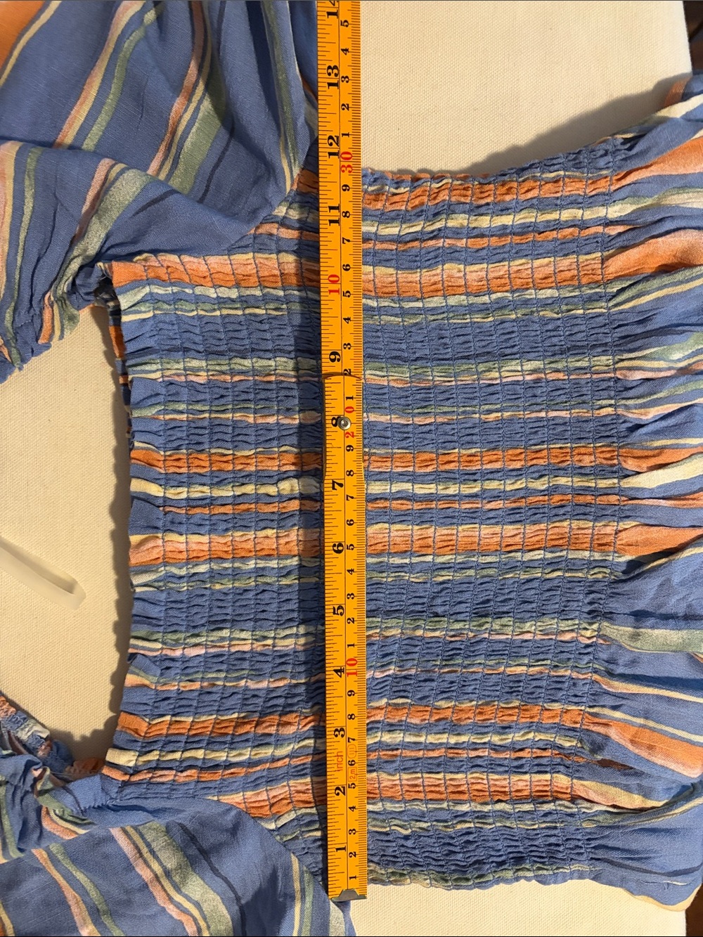 NWT Vestique Water’s Edge Striped Smocked Peasant Top Peplum S Boho Festival - Picture 7 of 7
